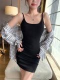 Black Sleeveless Straps Women Fashion Street Mini Club Dress