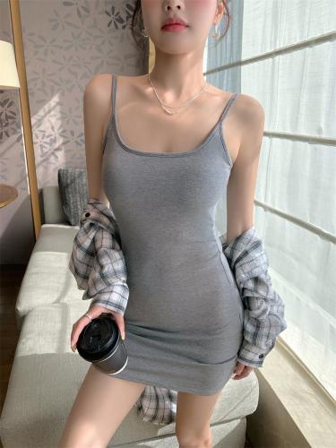 Grey Sleeveless Straps Women Fashion Street Mini Club Dress