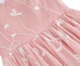 Pink Straps Lace Sling Embroidery Party Women Formal Midi Dress
