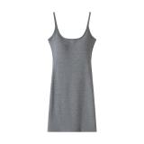 Grey Sleeveless Straps Women Fashion Street Mini Club Dress