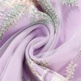 Purple Luxury Sleeveless Strap Dress Gown Mesh Embroidered Elegant Fashion Skirt