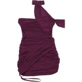 Wine Red Sleeveless Slash Mesh Sexy Women Party Mini Dress