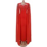 Red Diamonds Elegant Women's  Party Evening Formal Maxi Dress