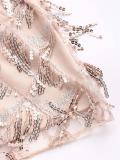 Pink Straps Square Neck Sequins Tassels Sexy Party Dance Mini Skirt