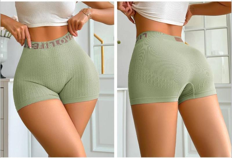 Light Green Knit Letters Sports Shorts Sexy Women Boxers