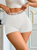 White Knit Letters Sports Shorts Sexy Women Boxers