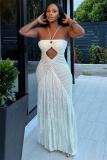 White Knit Hollow Out Tassels Sexy Women Vacation Beach Coats