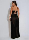 Black Knit Hollow Out Tassels Sexy Women Vacation Beach Coats