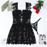 Black Strap PU Leather Lace Up Crosets Bandage Lace Patchwork Sexy Women Erotic Lingerie Skirt