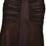 Brown Sleeveless Pleated Bodycon Evening Party Maxi Formal Dress