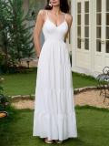 White New Fashion Women Floral Casual Vacation Party Long Dress