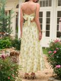 Yellow New Fashion Women Printed Floral Casual Vacation Party Long Dress
