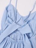 Blue New Fashion Women Floral Casual Vacation Party Long Dress