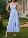 Blue New Fashion Women Floral Casual Vacation Party Long Dress