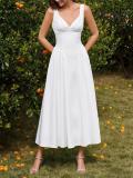 White Straps V Neck Backless Folds Luxury Vacation Maxi Dress