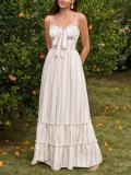 Pink Straps Low V Neck Printed Floral Vacation Maxi Dress