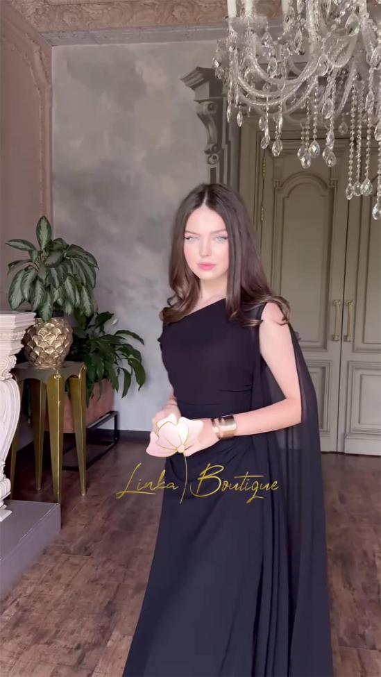 Black Short Sleeve Elegant Women Luxury Evening Gowns Party Long Dress