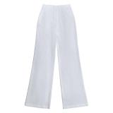 White Two Pieces Straps Pleated Wide Leg Casual Pant Sets