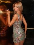 Beige Straps Boat Neck Sequins Floral Women Evening Nightclub Bodycon Mini Dress