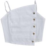 White Two Pieces Straps Pleated Wide Leg Casual Pant Sets
