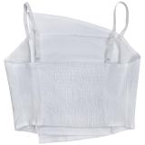 White Two Pieces Straps Pleated Wide Leg Casual Pant Sets
