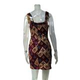 Purple Straps Boat Neck Sequins Floral Women Evening Nightclub Bodycon Mini Dress