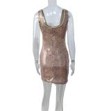 Gold Straps Sequins Sexy Party Bodycon Dress