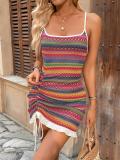 Red Straps Knitting Striped Bodycon Party Street Mini Dress