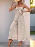 White Off Shoulder Printed Bow Tie Fashion Summer Holiday Jumpsuits