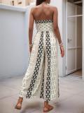 Black Off Shoulder Printed Bow Tie Fashion Summer Holiday Jumpsuits