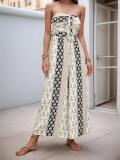 Black Off Shoulder Printed Bow Tie Fashion Summer Holiday Jumpsuits