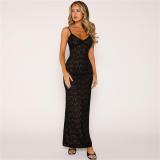 Black Straps V Neck Lace Sexy Bodycon Club Formal Dress