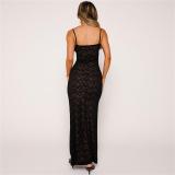 Black Straps V Neck Lace Sexy Bodycon Club Formal Dress