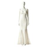 White Straps Low Cut Lace Bodycon Luxury Bandage Evening Party Birthday Formal Dress