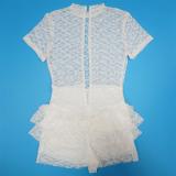 White Short Sleeve Lace Hollow Out See Through Party Sexy Rompers