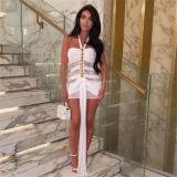 White Off Shoulder Lace See Through Bodycon Sexy Party Mini Dress