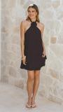 Black Sleeveless Halter Ruffles Fashion Summer Mini Dress