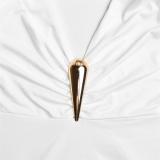 White Long Sleeve Deep V Neck Bodycon Party Dress