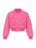 Pink Long Sleeve Fall & Winter Warm Zipper Jacket Coat