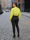 Green Long Sleeve Fall & Winter Warm Zipper Jacket Coat