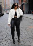 White Long Sleeve Fall & Winter Warm Zipper Jacket Coat