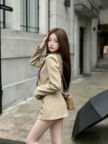 Apricot Two Pieces Sweaters Casual Coat and Mini Skirt Dress Sets