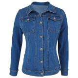 Light Blue Long Sleeve Denim Casual Fashion Jeans Jackets