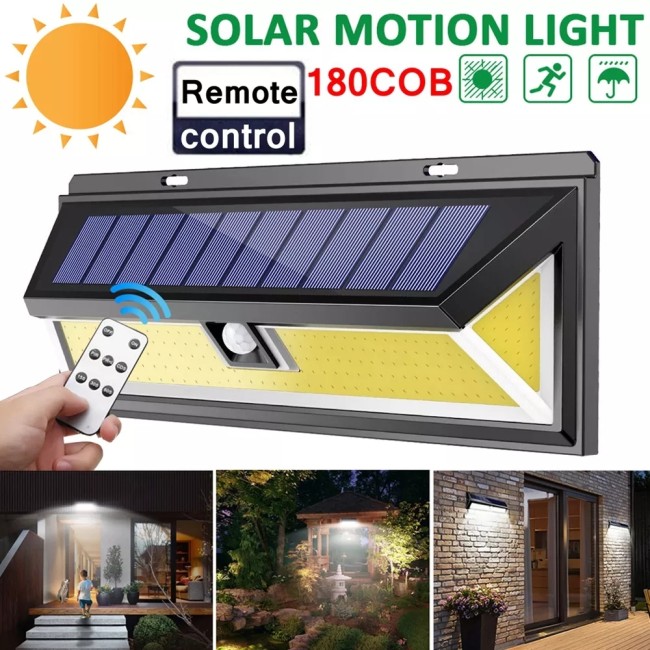 Outdoor 180 LED COB 3 Modes Solar Lamp PIR Motion Sensor 4000LM Solar Wall Light Waterproof Emergency Garden Yard Lamps-TopLite