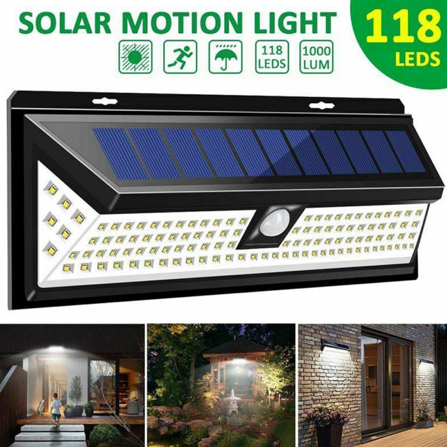 Outdoor 118 LED 3 Modes Solar Lamp PIR Motion Sensor 2500LM Solar Wall Light Waterproof Emergency Garden Yard Lamps-TopLite