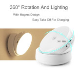 Wireless Rechargeable 360 Degree Rotating PIR Motion Sensor Night Light Motion-Activated LED Lights with Back Adhesive Magnetic Connection Stick-on Anywhere for Kitchen Stairs Path Washroom-TopLite TOP006