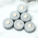 Silver Glitter Battery Operated Tea Light Candles,Flameless LED Candles