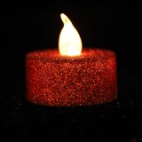 Red Glitter Battery Operated Tea Light Candles,Flameless LED Candles