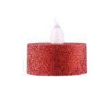 Red Glitter Battery Operated Tea Light Candles,Flameless LED Candles