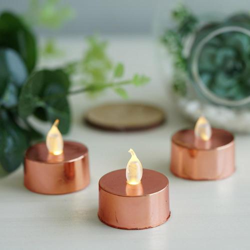 Metallic Blush Rose Gold Battery Operated Tea Light Candles,Flameless LED Candles